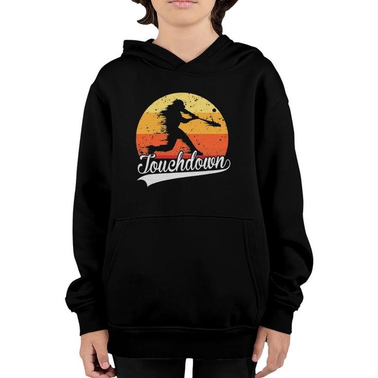 Touchdown Funny Baseball Player Retro Vintage Sunset Homerun Youth Hoodie