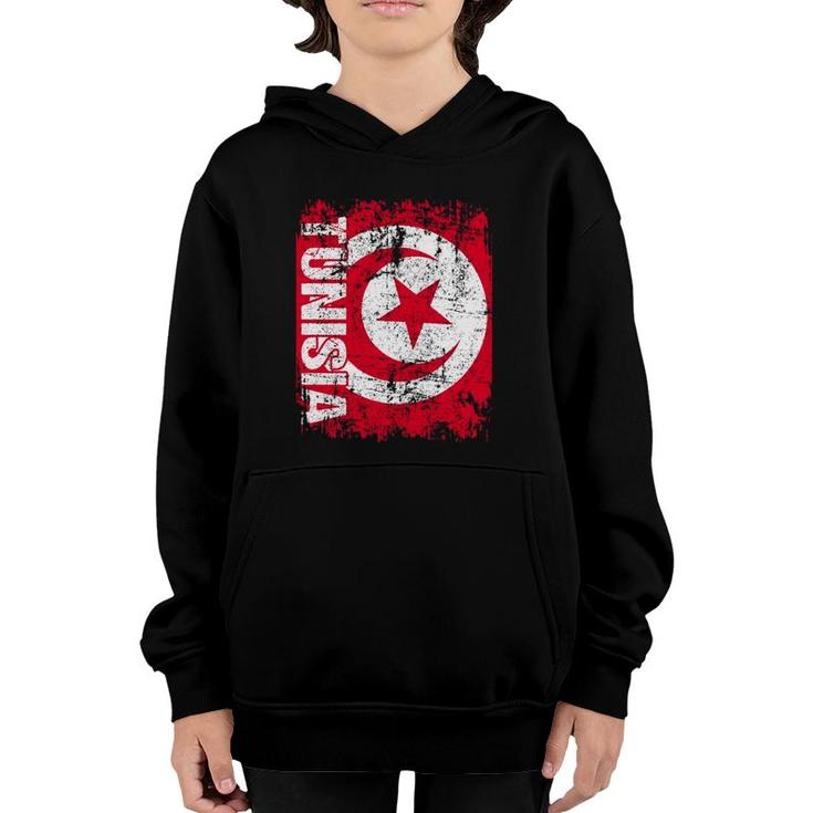 Tunisia Flag Vintage Distressed Tunisia Youth Hoodie