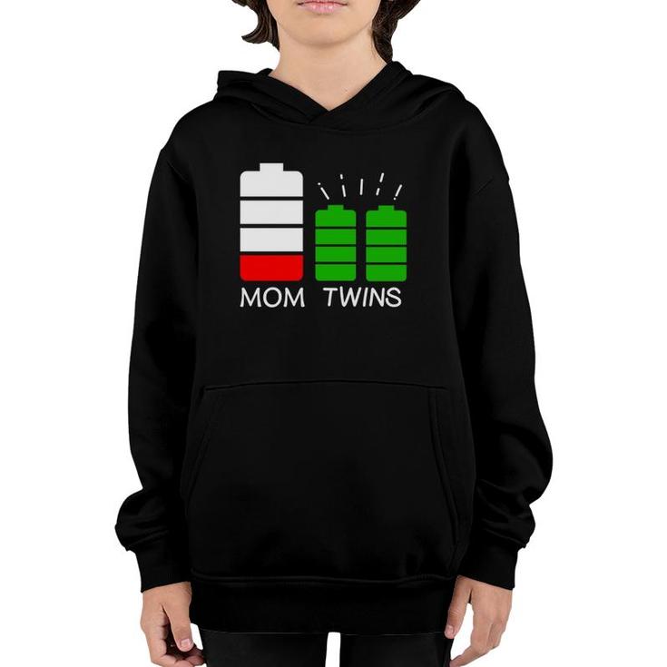 Twin Mom Low Battery Tired Mom Of Twins Youth Hoodie