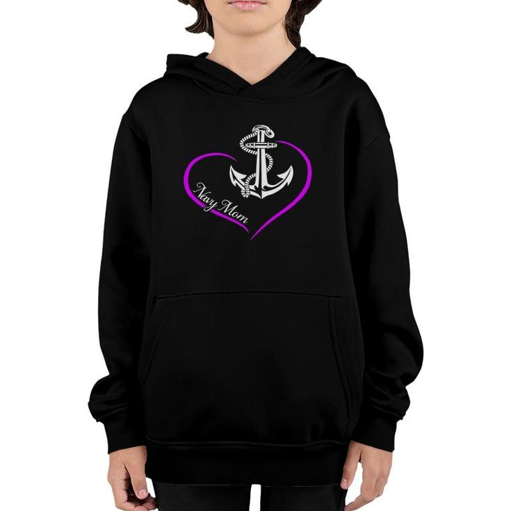 US Navy Proud Navy Mom Naval Mom Heart Navy Mother Gift  Youth Hoodie