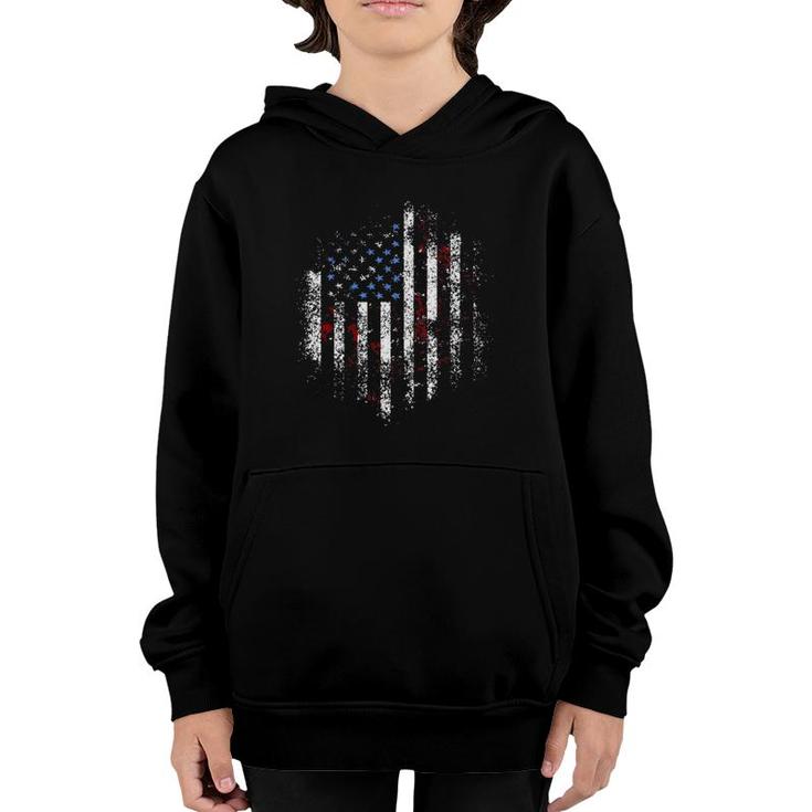 Usa 4Th Of July Blue Red & White American Flag Youth Hoodie