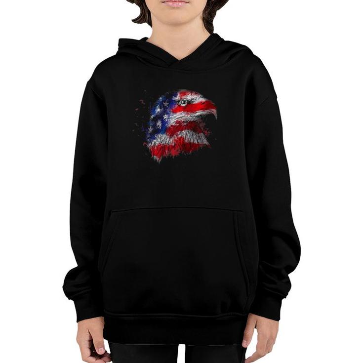 Usa Bald Eagle 4Th Of July Patriotic American Flag Premium Youth Hoodie