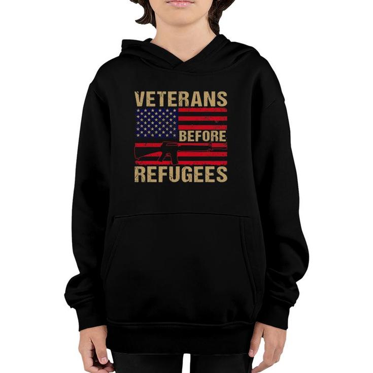 Veterans Before Refugees Military Happy Veterans Day Youth Hoodie