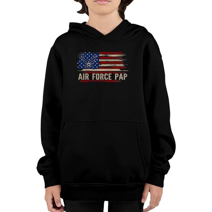 Vintage Air Force Pap American Flag Veteran Gift Youth Hoodie