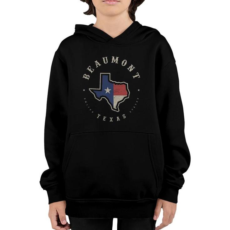 Vintage Beaumont Texas State Flag Map Souvenir Gift Youth Hoodie