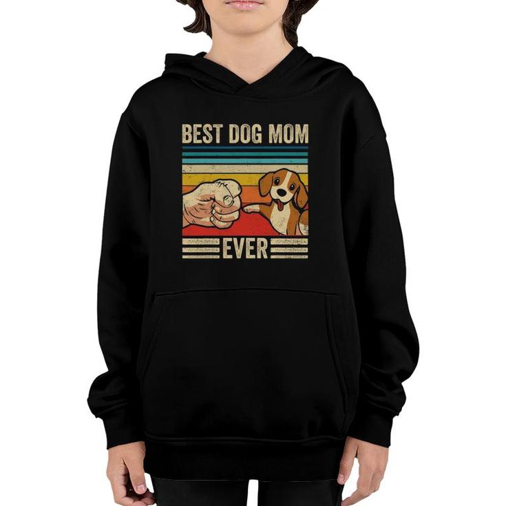 Vintage Best Dog Mom Ever Bump Fit Beagle Mom Mothers Day Youth Hoodie