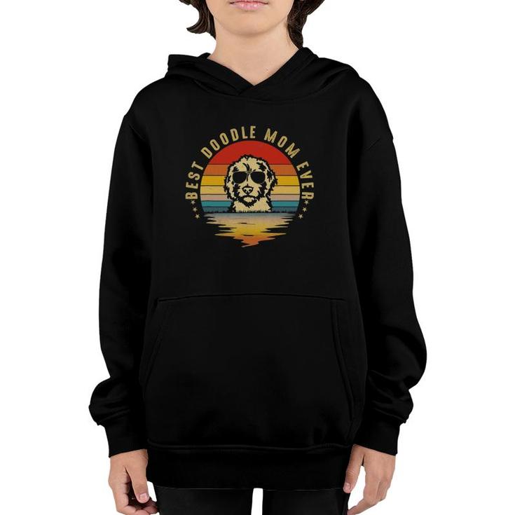 Vintage Best Doodle Mom Ever Sunset For Mother's Day Youth Hoodie
