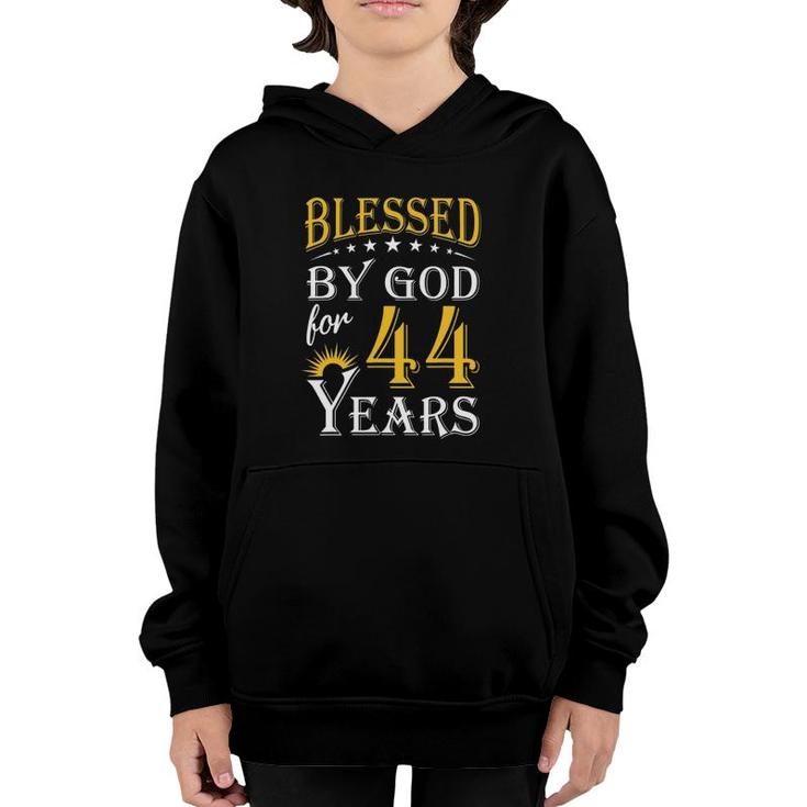 Vintage Blessed By God For 44 Years Happy 44Th Birthday Youth Hoodie