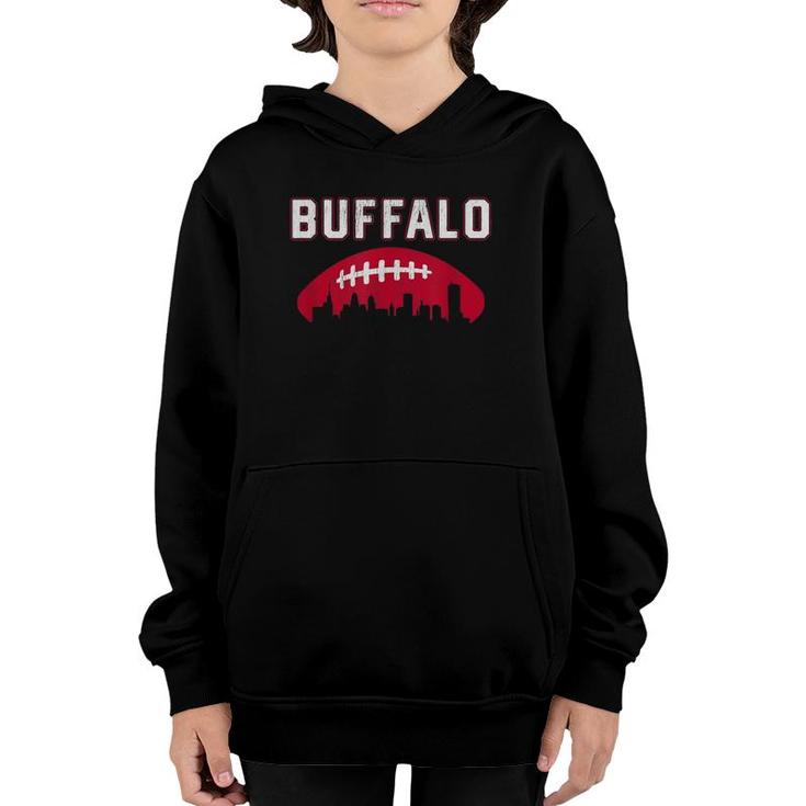 Vintage Buffalo Football Retro Buf City Skyline Youth Hoodie