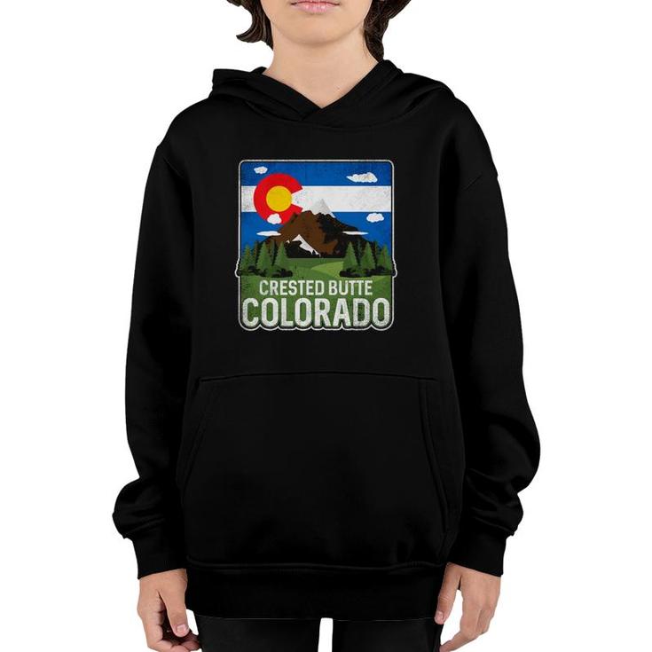 Vintage Crested Butte Colorado Rocky Mountains Youth Hoodie