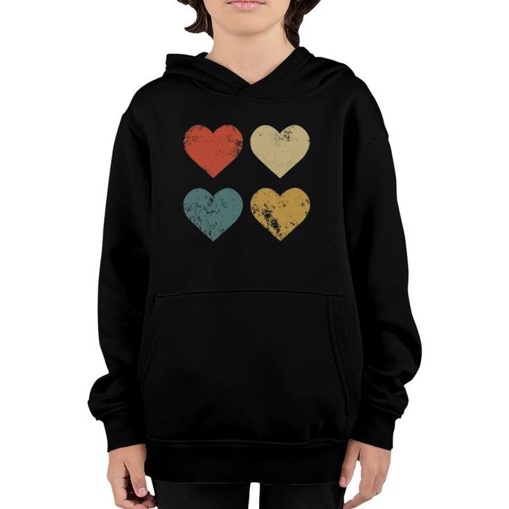 Vintage Hearts Cool Retro Valentines Day Gift For Women Men Youth Hoodie