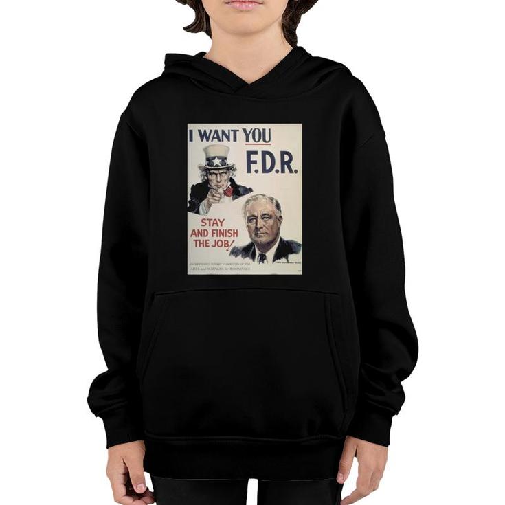 Vintage Poster - I Want You Fdr Retro Youth Hoodie