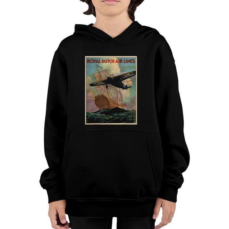 Vintage Poster - Royal Dutch Airlines Retro Youth Hoodie