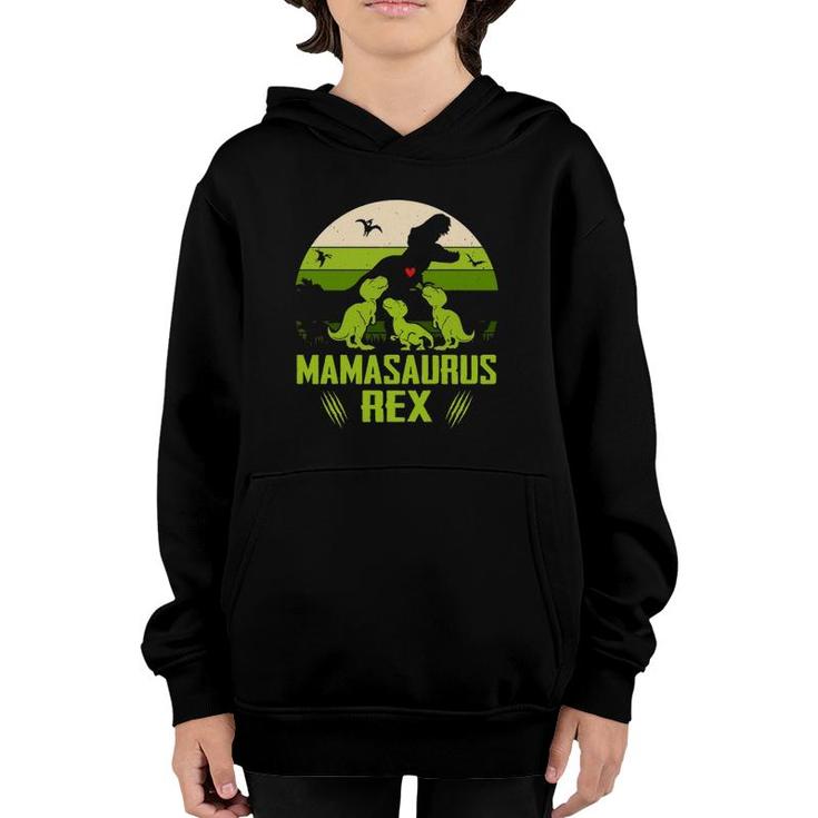 Vintage Retro 3 Kids Mamasaurus Dinosaur Lover Gift Youth Hoodie