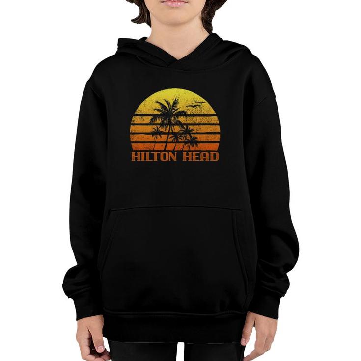Vintage Retro Beach Vacation Hilton Head Island Sunset Youth Hoodie