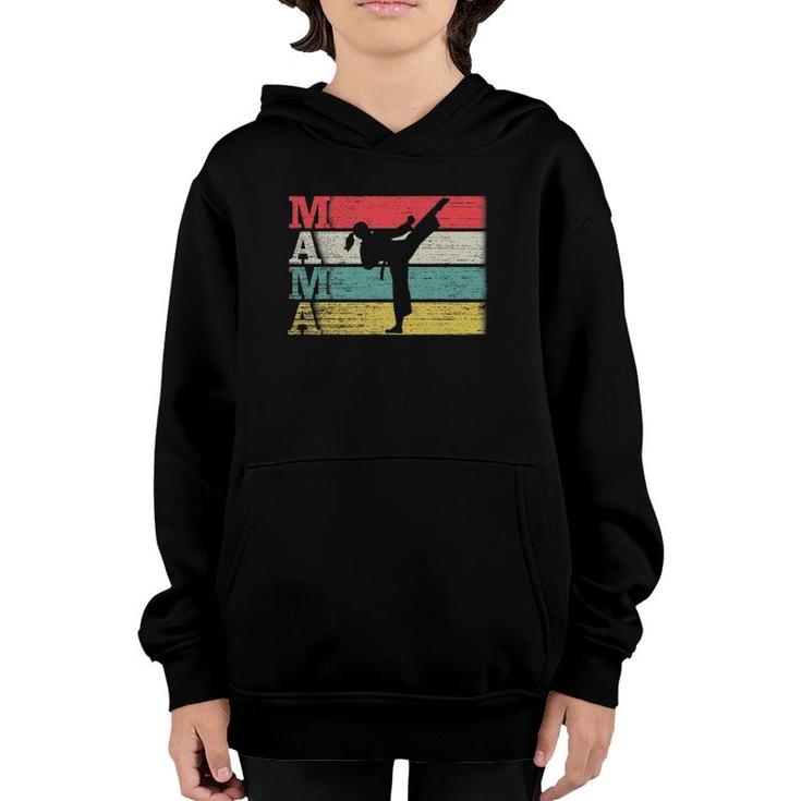 Vintage Retro Karate Mama Silhouette Funny Martial Art Lover Youth Hoodie