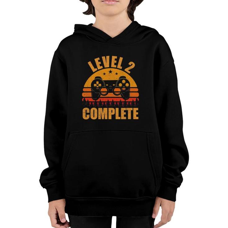 Vintage Retro Level 2 Complete 2Nd Anniversary Wedding Youth Hoodie