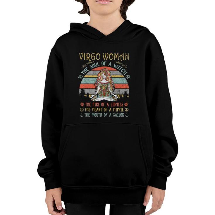 Virgo Woman The Soul Of A Witch Vintage Mothers Day Gift Youth Hoodie