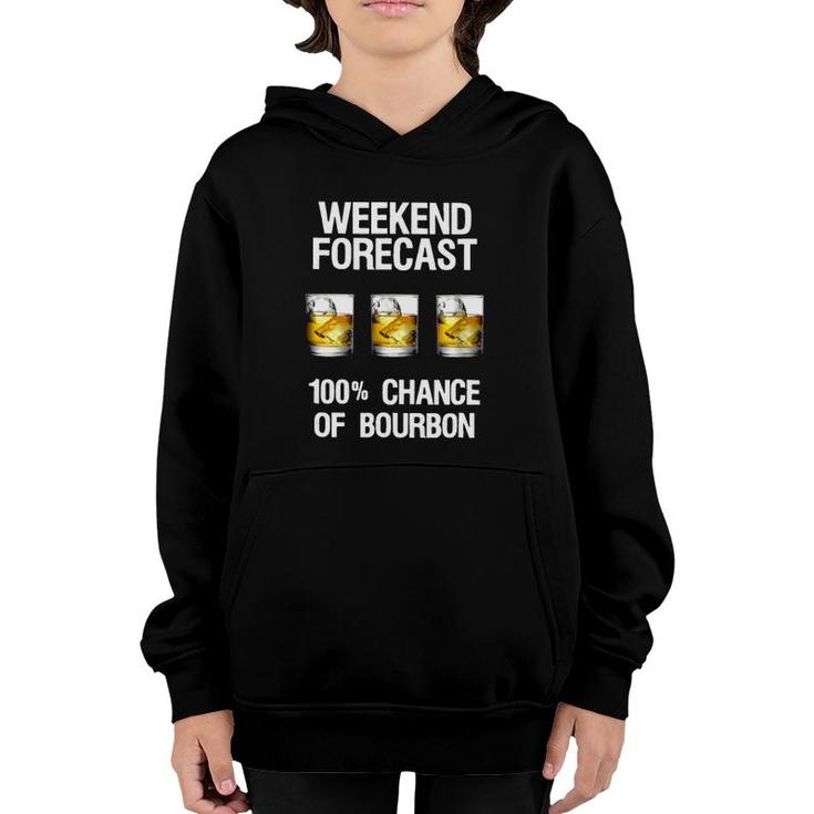 Weekend Forecast 100 Chance Of Burbon Funny Drinkers Youth Hoodie