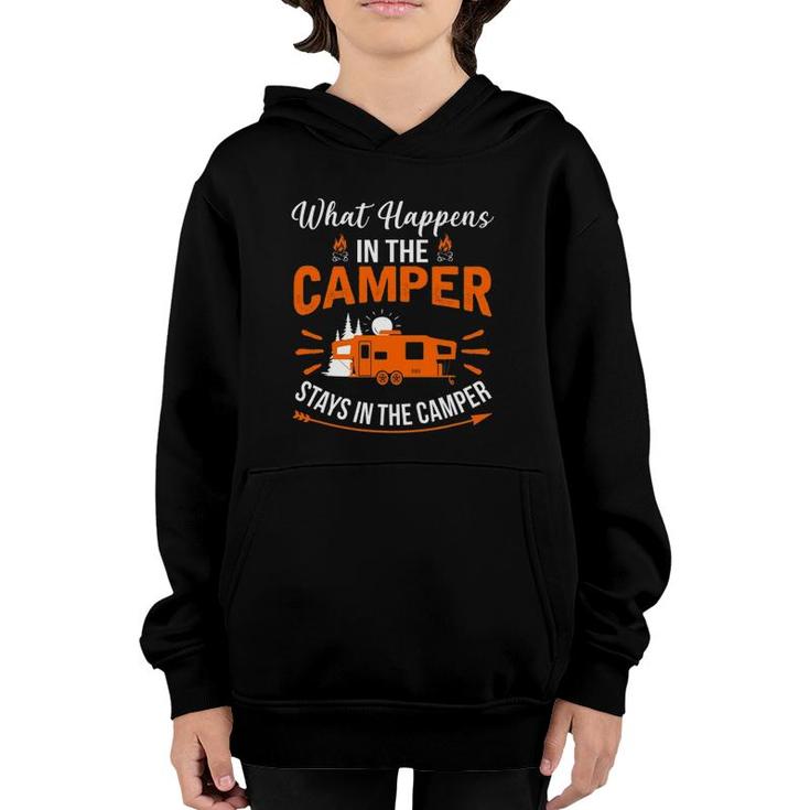 What Happens In The Camper Stays In The Camper Camp Youth Hoodie