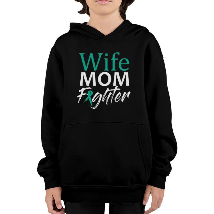 Wife Mom Fighter Teal Ribbon Pcos Awareness For Women Mother  Youth Hoodie