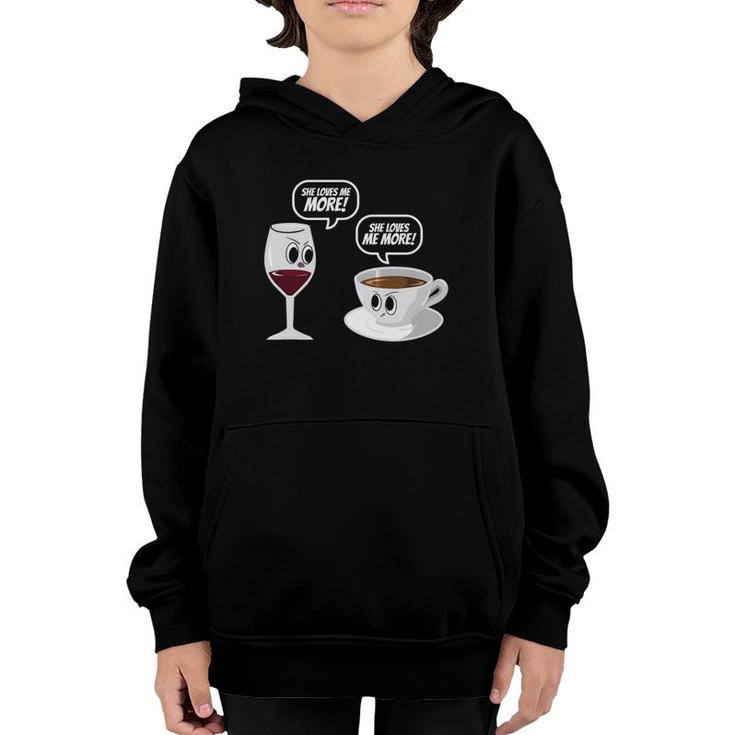 Wine Vs Coffee Funny Mother's Day Gift For Mom Youth Hoodie