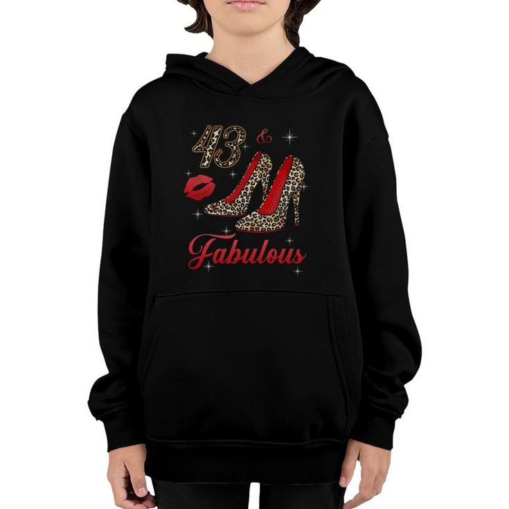 Women 43 And Fabulous Leopard High Heels Happy 43Rd Birthday Youth Hoodie
