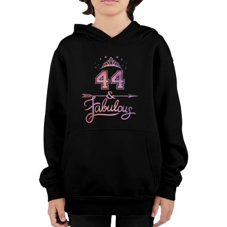 Women 44 Years Old And Fabulous Happy 44Th Birthday Youth Hoodie