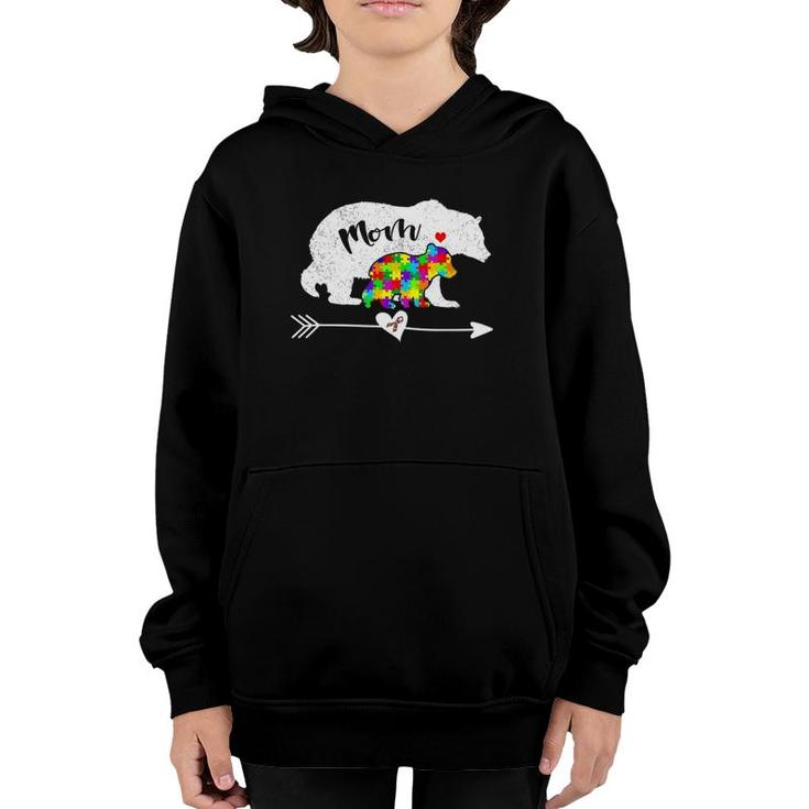 Women Mom Bear Autistic Autism Awareness Gift Mother's Day Youth Hoodie