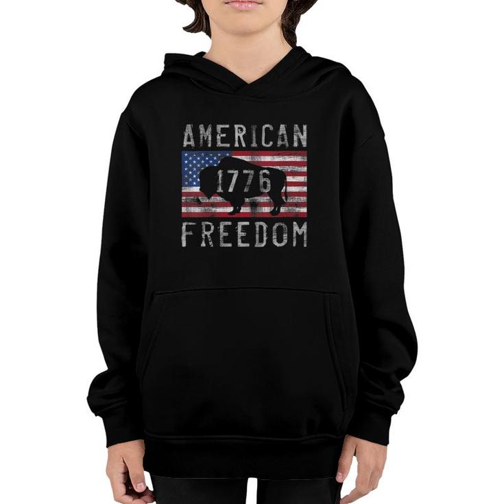 Womens 4Th Of July American Freedom Buffalo 1776 Graphic Youth Hoodie