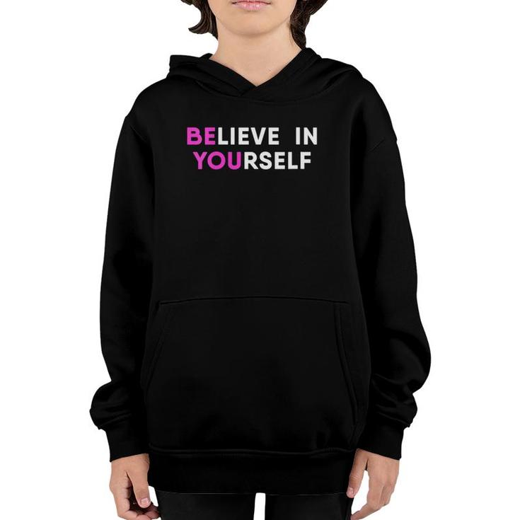 Womens Believe In Yourself Motivational V-Neck Youth Hoodie