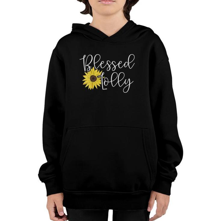 Womens Blessed Lolly For Grandmother Sunflower Youth Hoodie