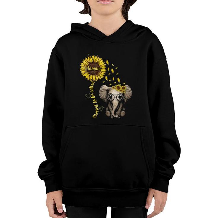 Womens Blessed To Be Called Mamaw Sunflower Elephant Hippie Youth Hoodie