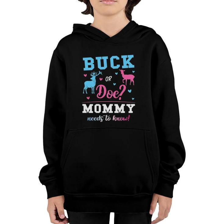 Womens Buck Or Doe Mommy Gender Reveal Pink Or Blue Youth Hoodie
