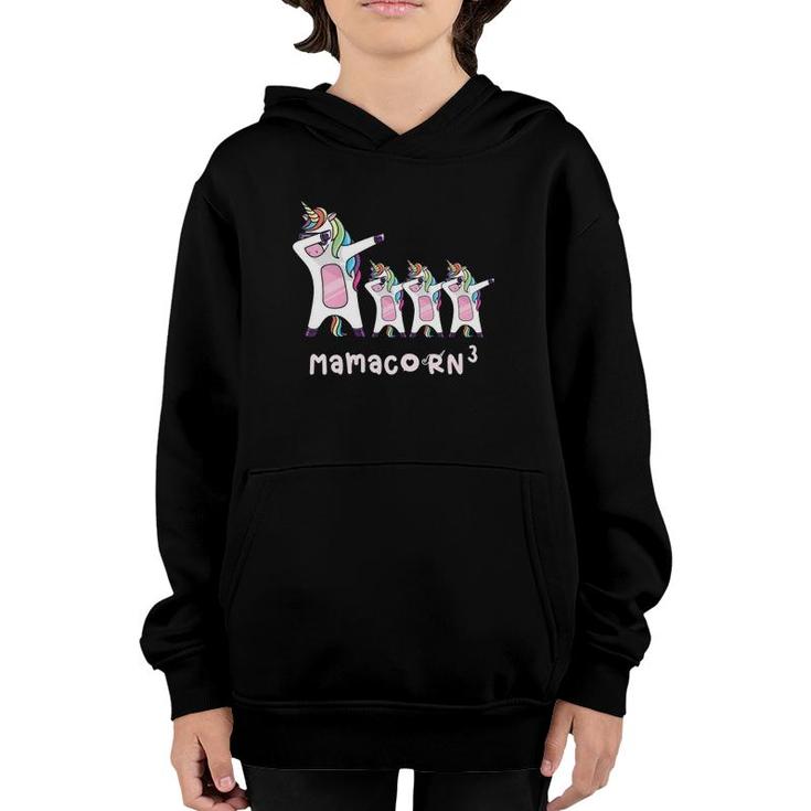 Womens Cute Mamacorn Unicorn Funny Mom Mother Of 3 Triplet Mom3 V Neck Youth Hoodie