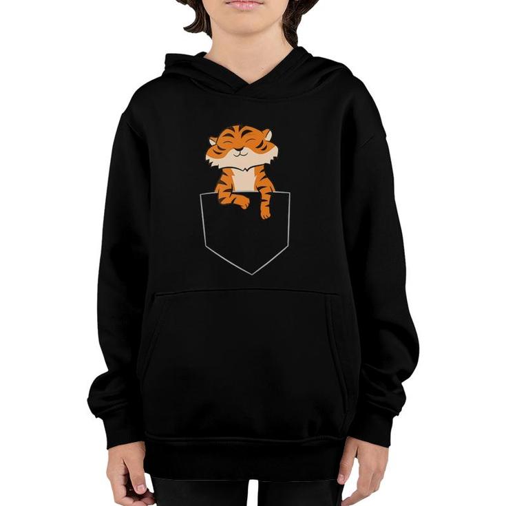 Womens Cute Tiger In Pocket Funny Pocket Tiger  Youth Hoodie