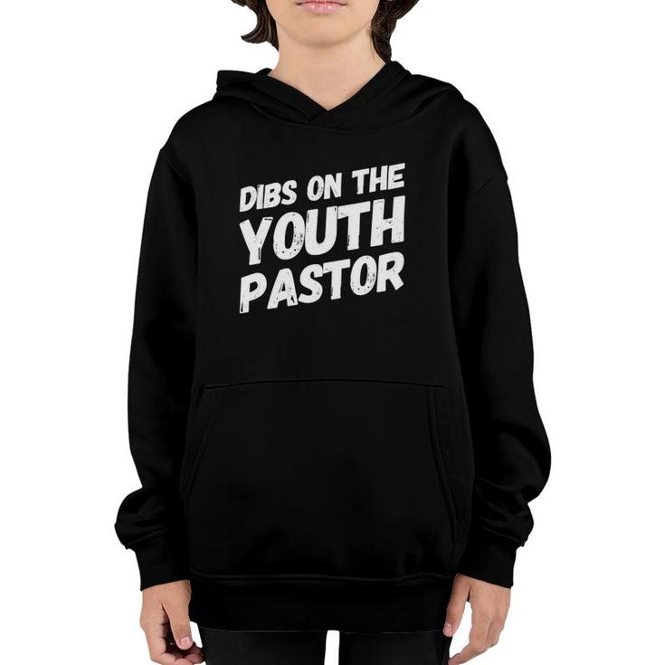 Womens Dibs On The Youth Pastor Cute Pastor's Wife Gift V-Neck Youth Hoodie