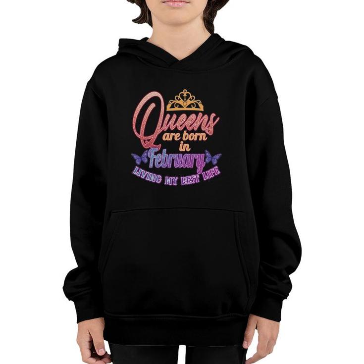 Womens February Birthday For Women Queens February Born Youth Hoodie