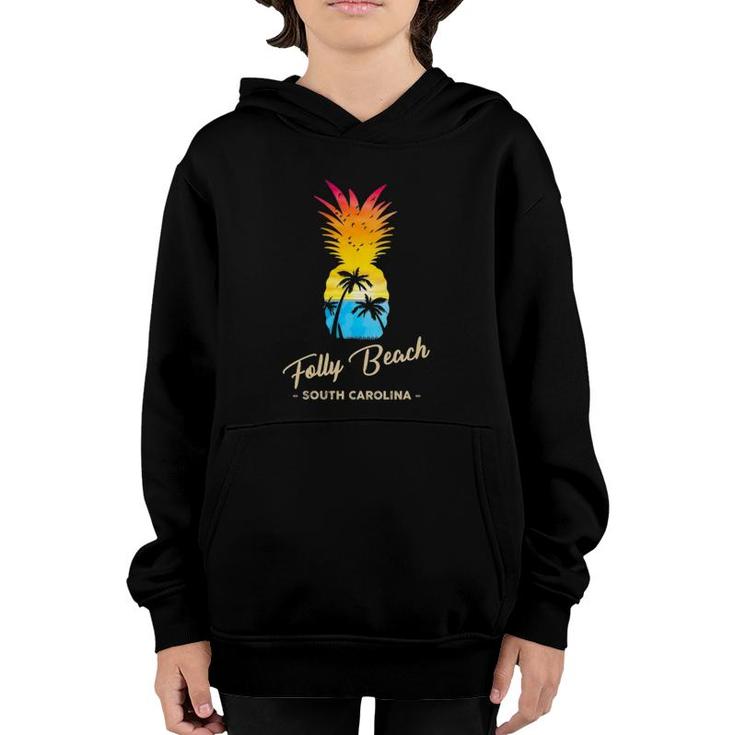 Womens Folly Beach Souvenir Pineapple - South Carolina Youth Hoodie
