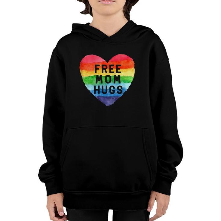 Womens Free Mom Hugs Lgbt Flag Rainbow Heart Mothers Day Gifts Youth Hoodie
