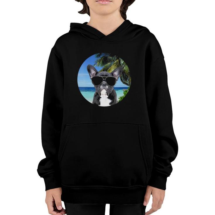 Womens French Bulldog Frenchie Dog Lover Beach Tropical Funny Cute  Youth Hoodie