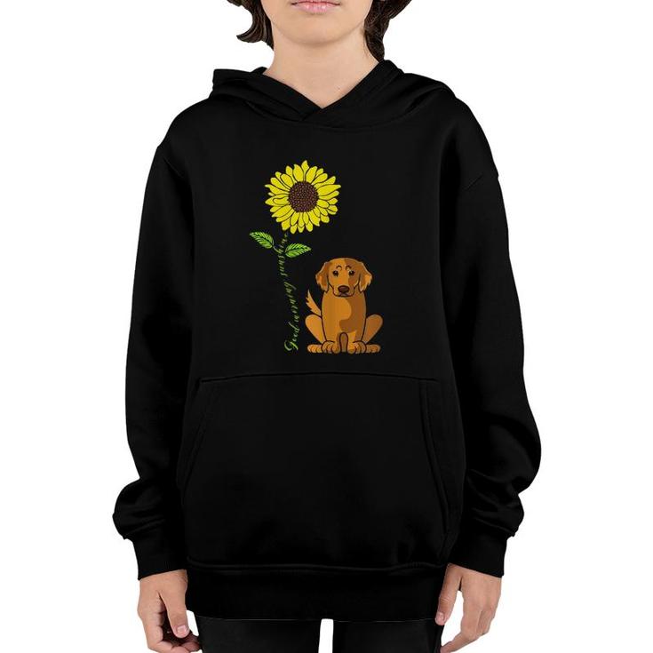 Womens Good Morning Sunshine Golden Retriever Mother Sunflower Youth Hoodie