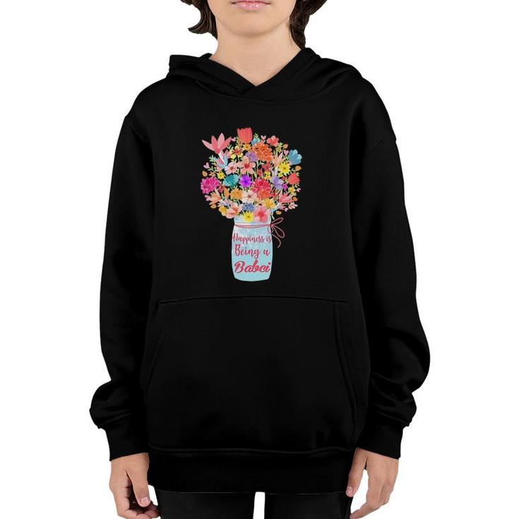Womens Happiness Is Being A Babci Flower Grandma Mother's Day Youth Hoodie