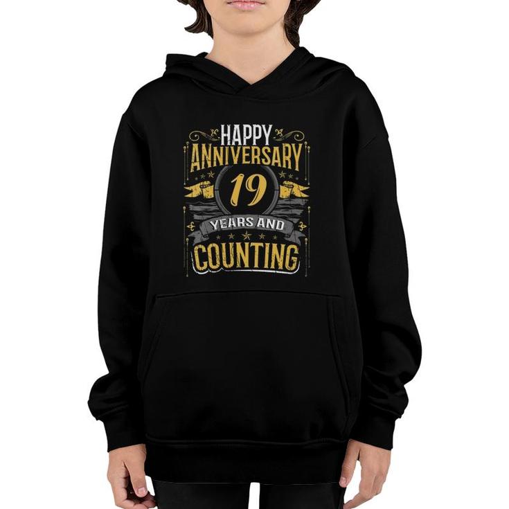 Womens Happy Anniversary Gift 19 Years And Counting V-Neck Youth Hoodie