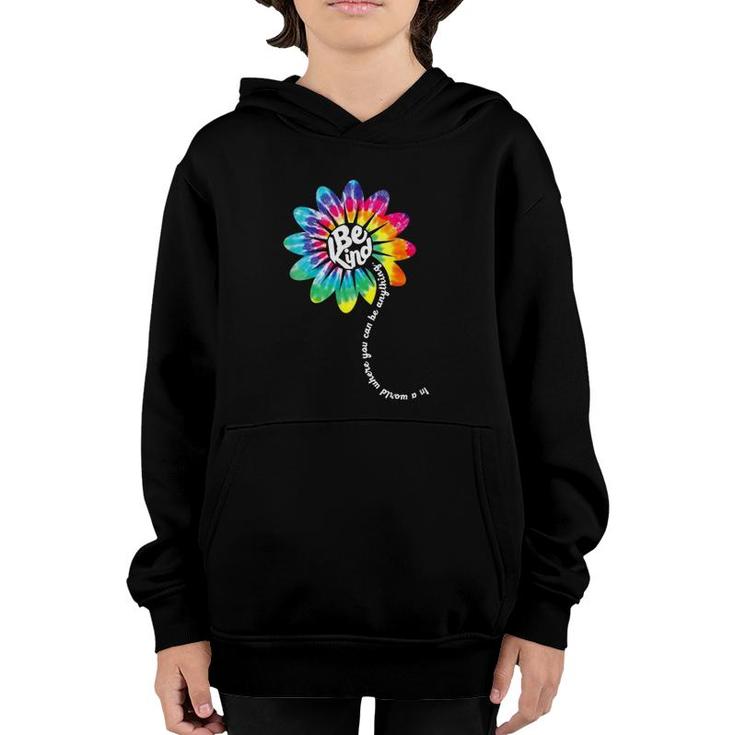 Womens In A World Where You Can Be Anything Be Daisy Flower Rainbow Youth Hoodie