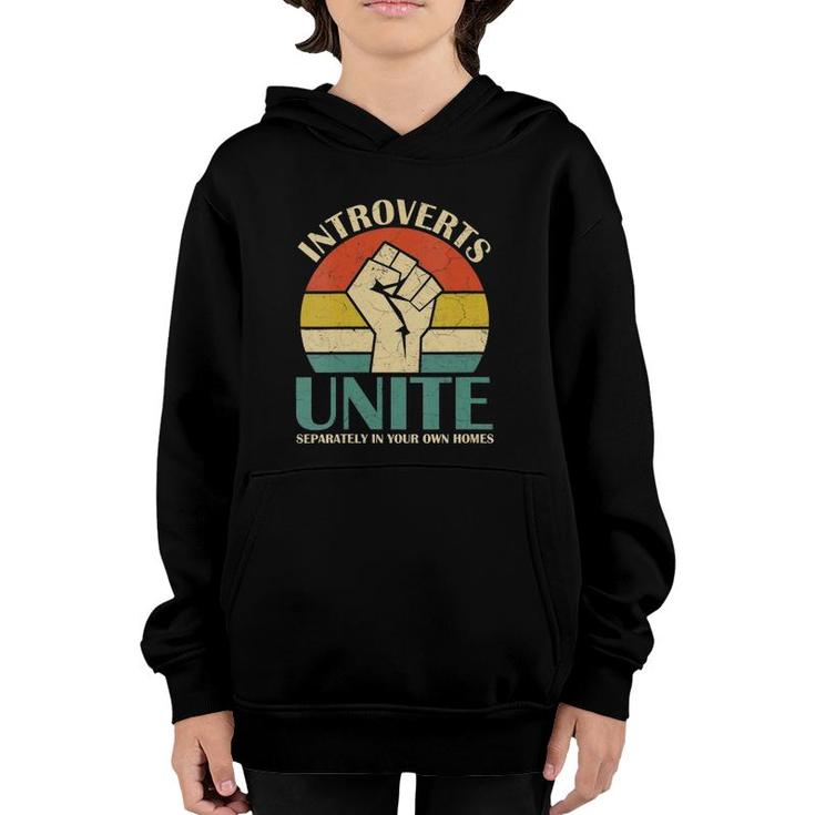 Womens Introverts Unite Separately In Your Own Homes Funny  Youth Hoodie