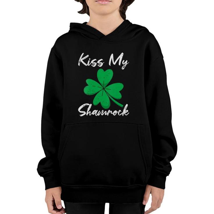 Womens Irish Lucky Leprechaun St Patrick's Day Kiss My Shamrock Youth Hoodie