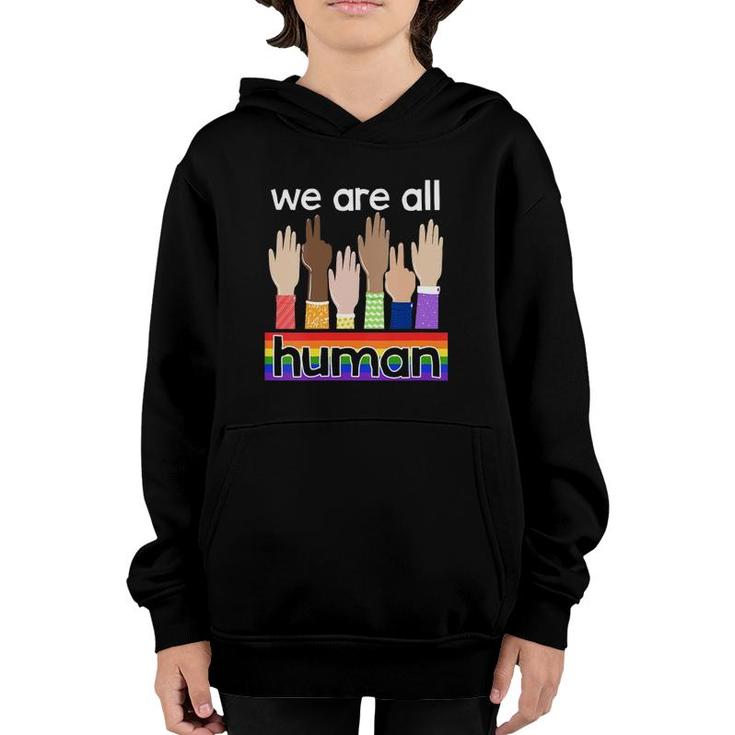 Womens Lgbtq We Are All Human V-Neck Youth Hoodie