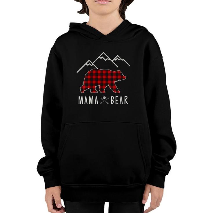 Womens Mama Bear Gift - Buffalo Plaid Mama Bear Youth Hoodie
