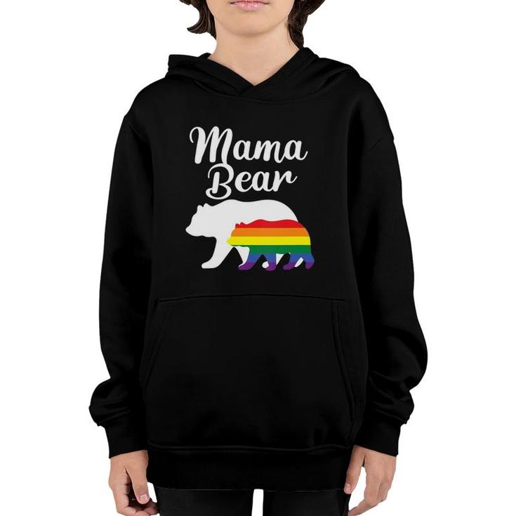 Womens Mama Bear Lgbtq Rainbow Bear Family Support Gift Youth Hoodie